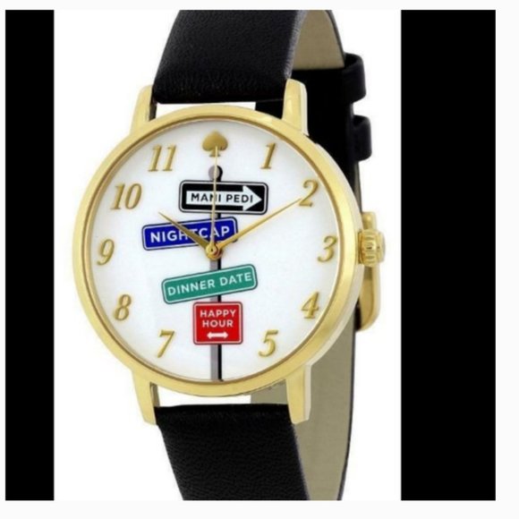 kate spade Metro Street Signs black leather watch nwot - Picture 3 of 7